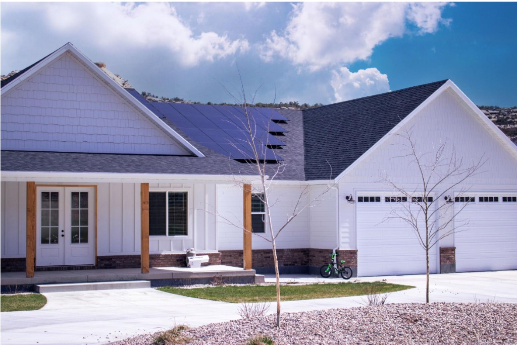Completed solar on a white house